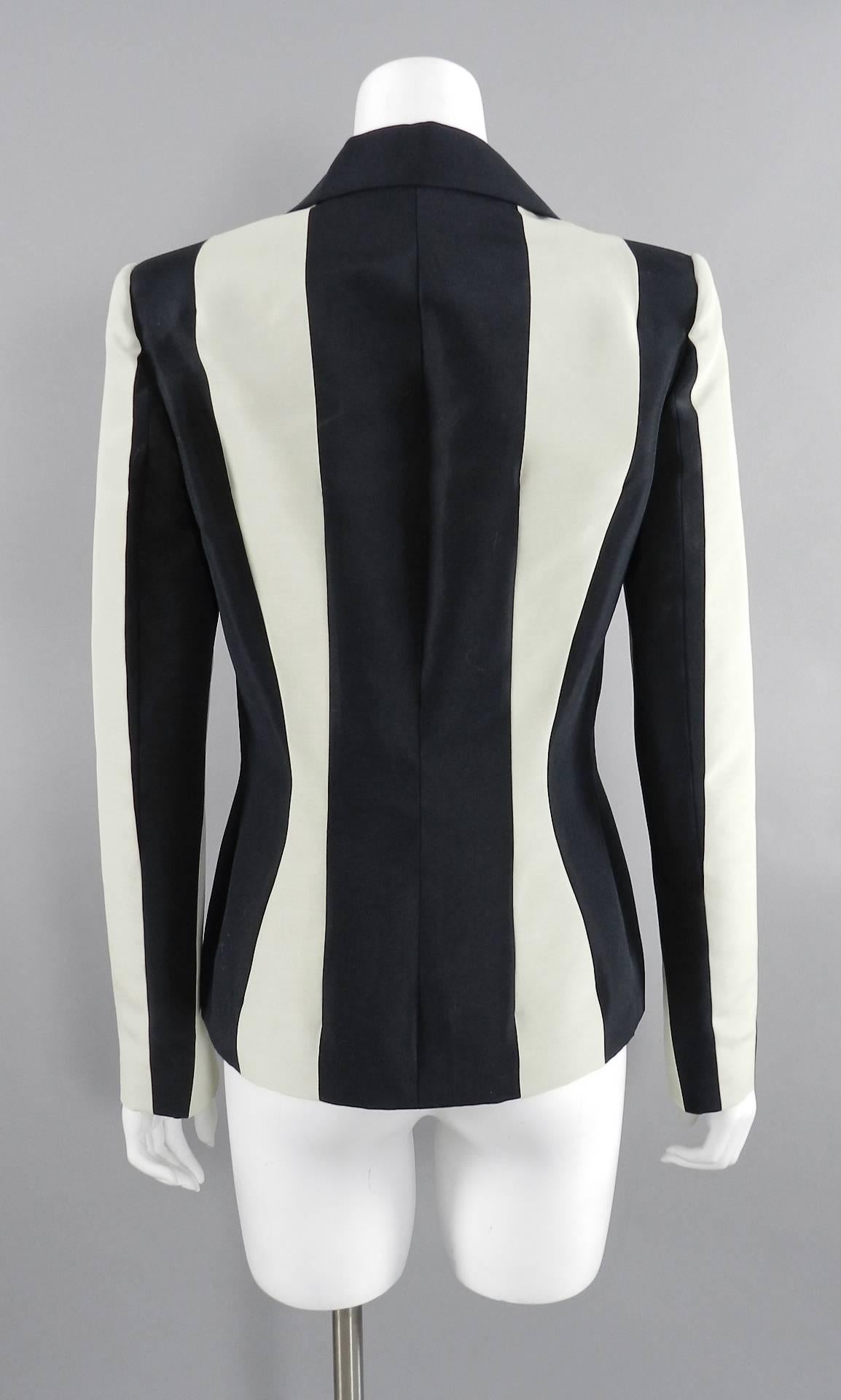 Lanvin resort 2013 Black and ivory Striped Blazer 1