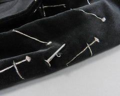 Patrick Kelly 1980's Black Velvet Asymmetrical Nails Jacket with Nail Buttons