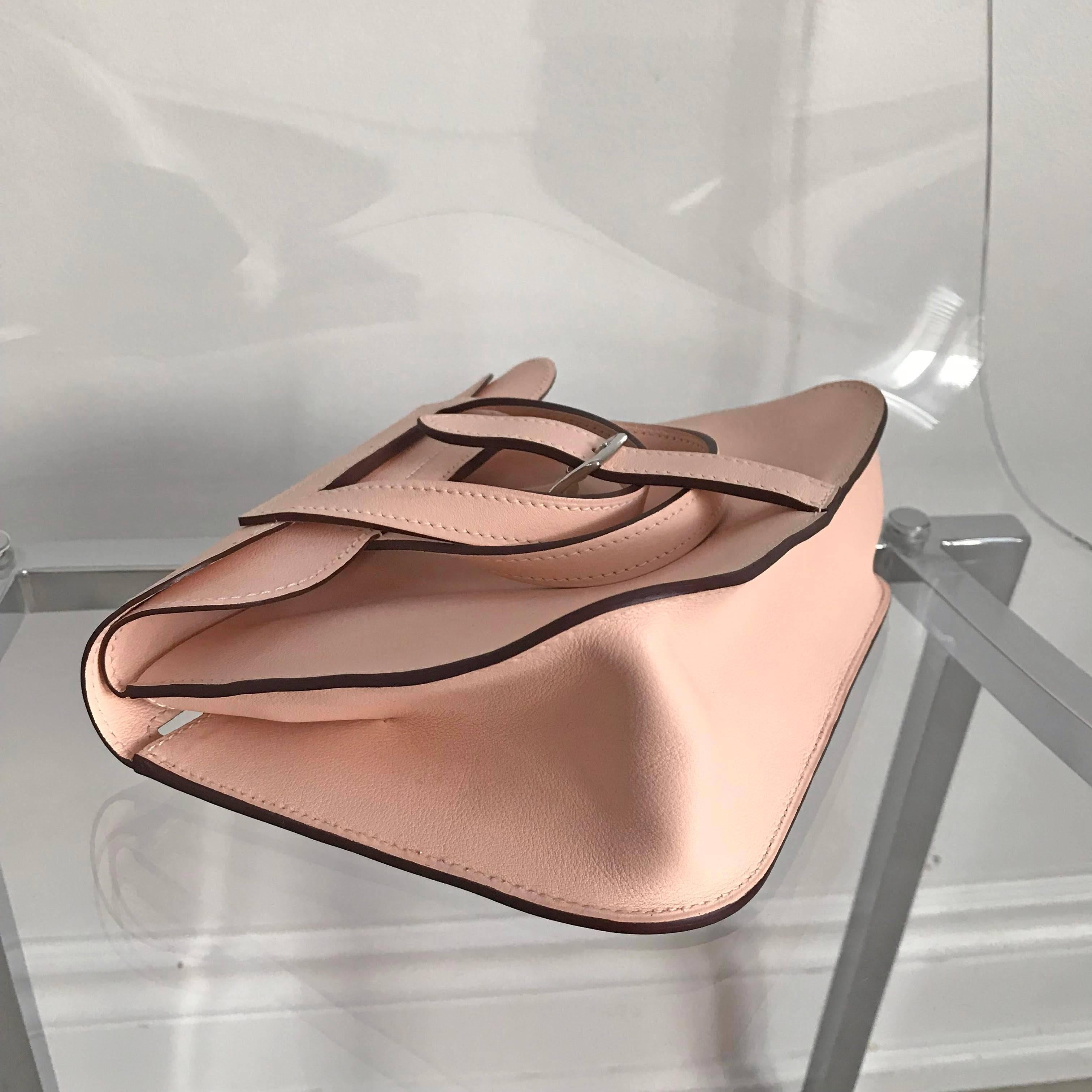 Beige Hermes Halzan Mini 22cm 4 way Bag - Veau Swift Rose Eglantine
