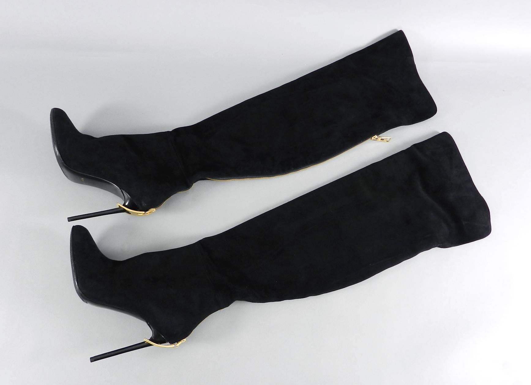 Tom Ford Over the Knee Black Suede Zipper Boots 2