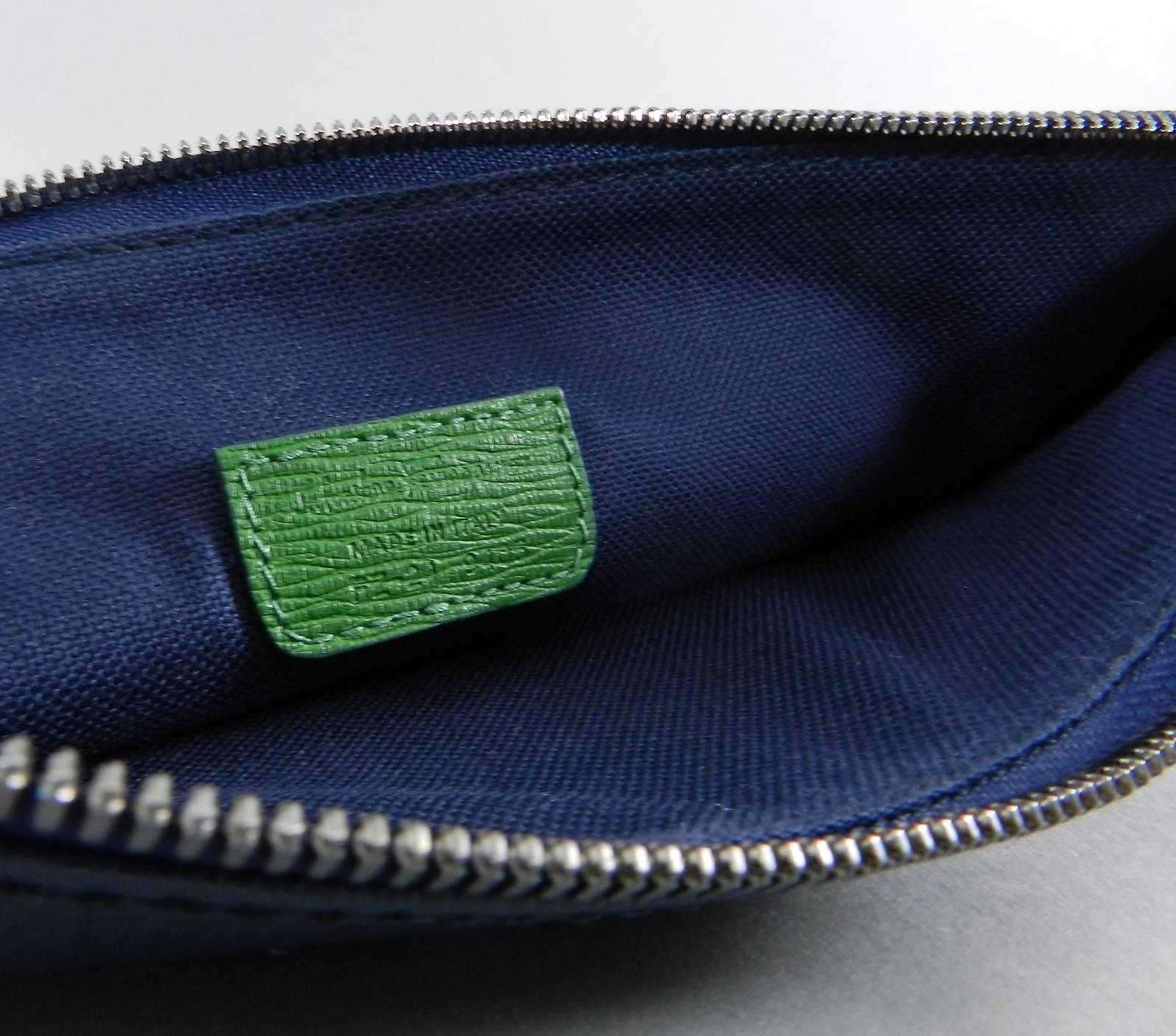 Women's or Men's Ferragamo Blue and Green Leather Zip Pouch / Bag