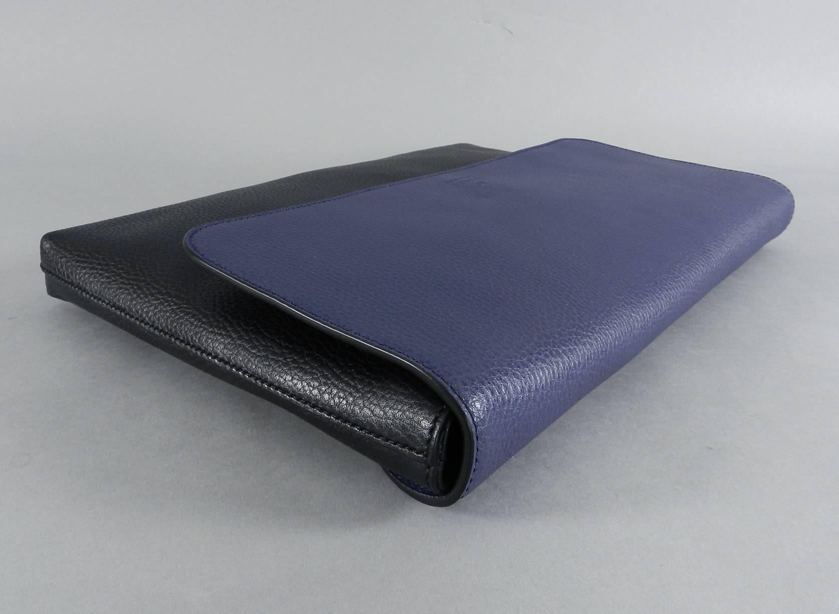GUCCI Blue and Black Leather Laptop Computer Bag / Portfolio 1