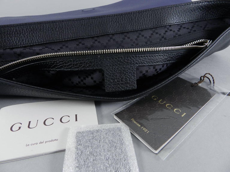 GUCCI Blue and Black Leather Laptop Computer Bag / Portfolio at 1stDibs | gucci  computer bag, gucci computer
