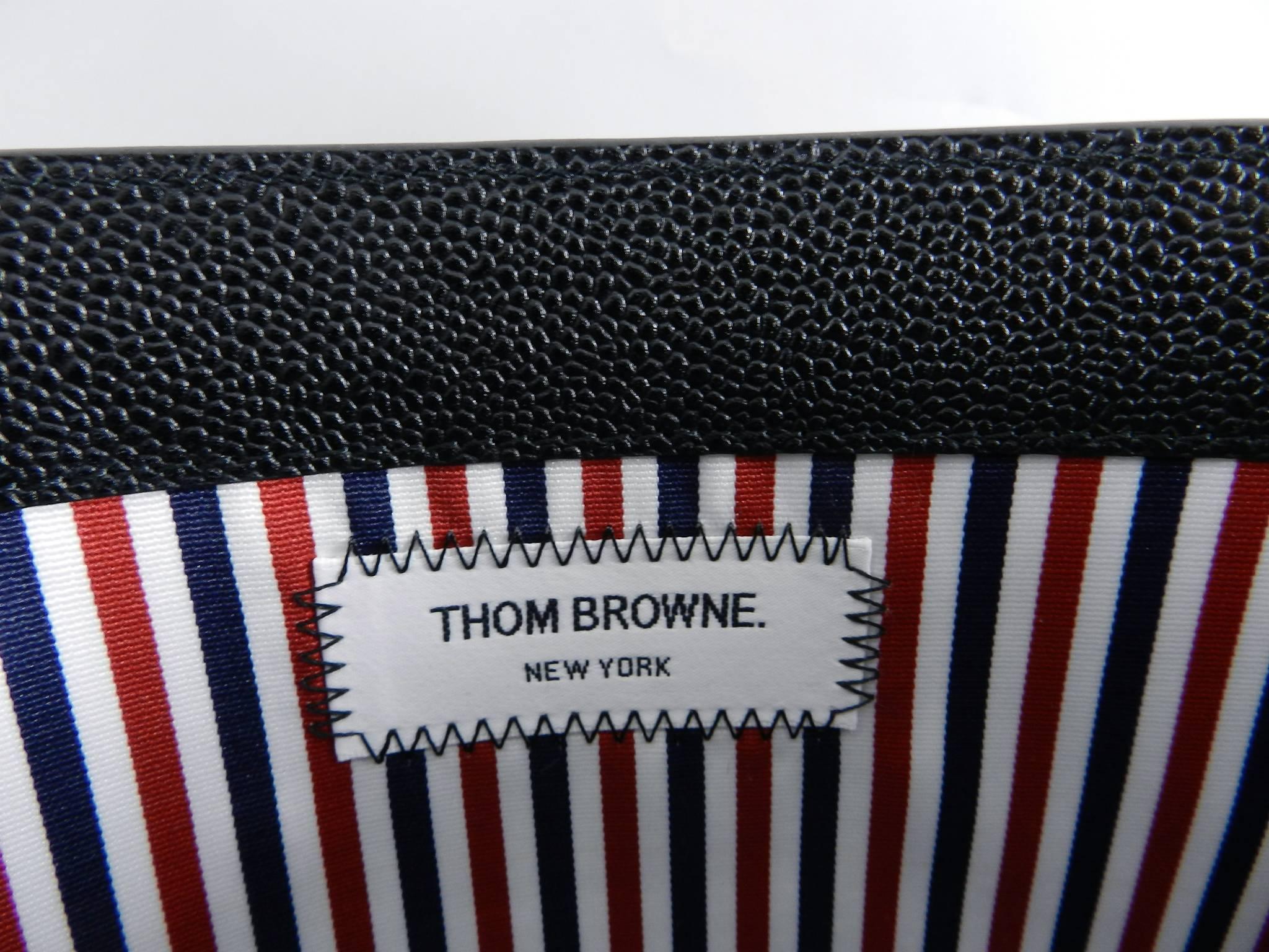 Thom Browne New York Black Leather Flat Portfolio / Clutch Bag In Excellent Condition In Toronto, ON
