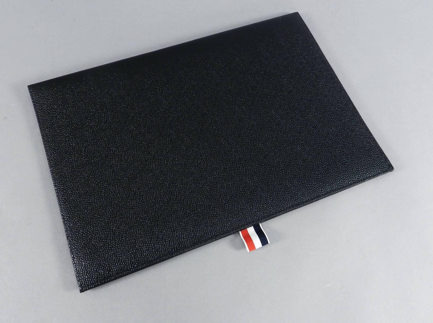 Thom Browne New York Black Leather Flat Portfolio / Clutch Bag 2