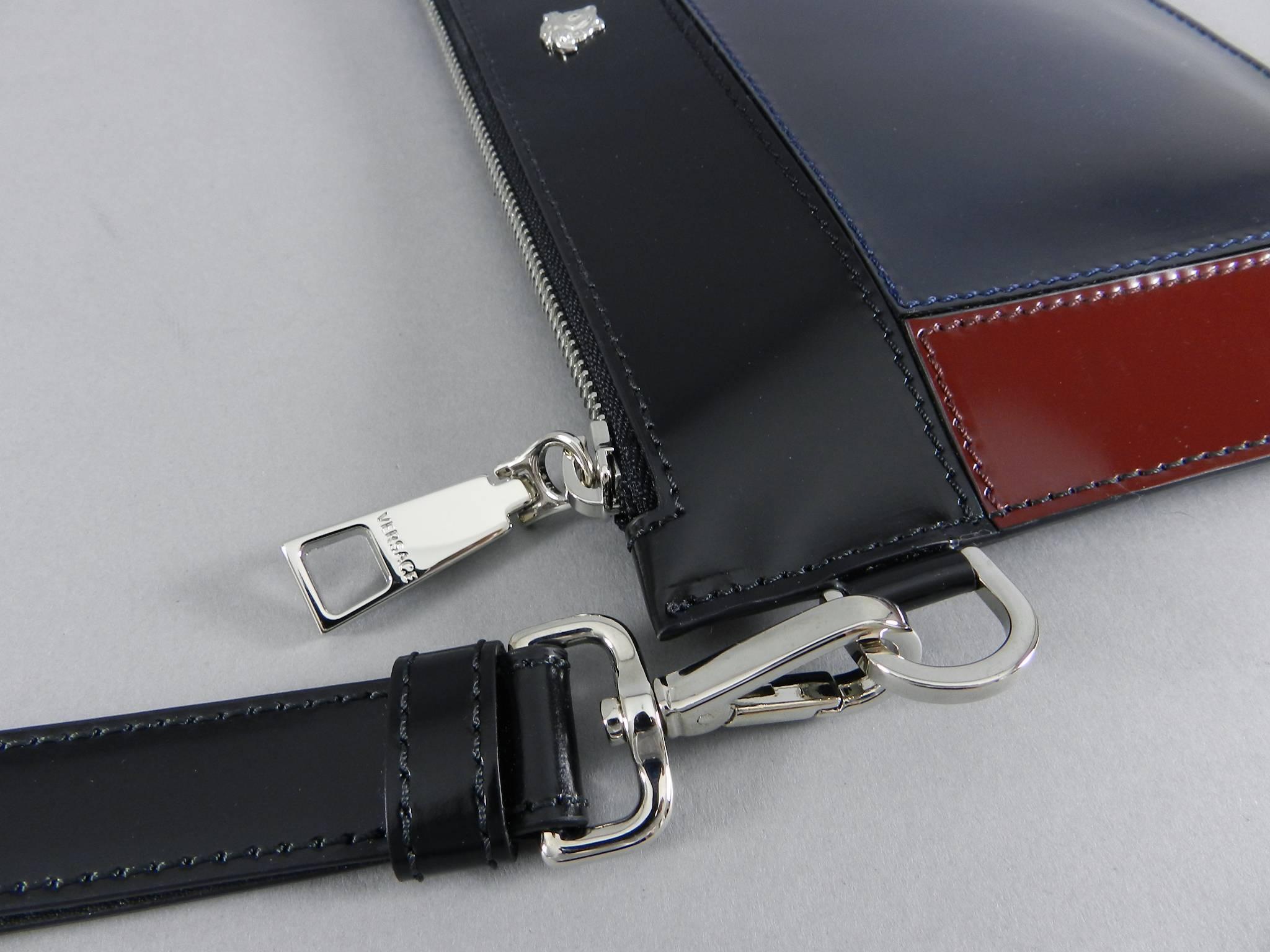 Women's Versace Color Block Leather Wristlet Clutch Bag