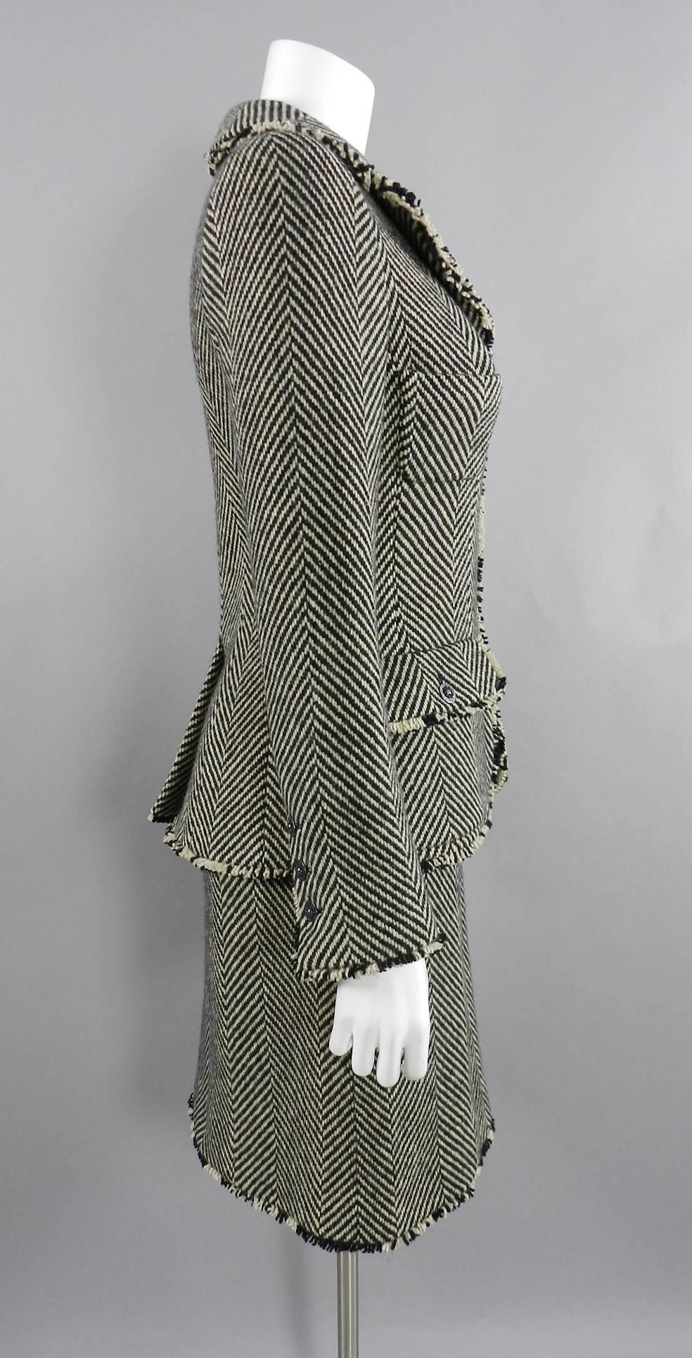Chanel 06A Wool Herringbone Skirt Suit 1