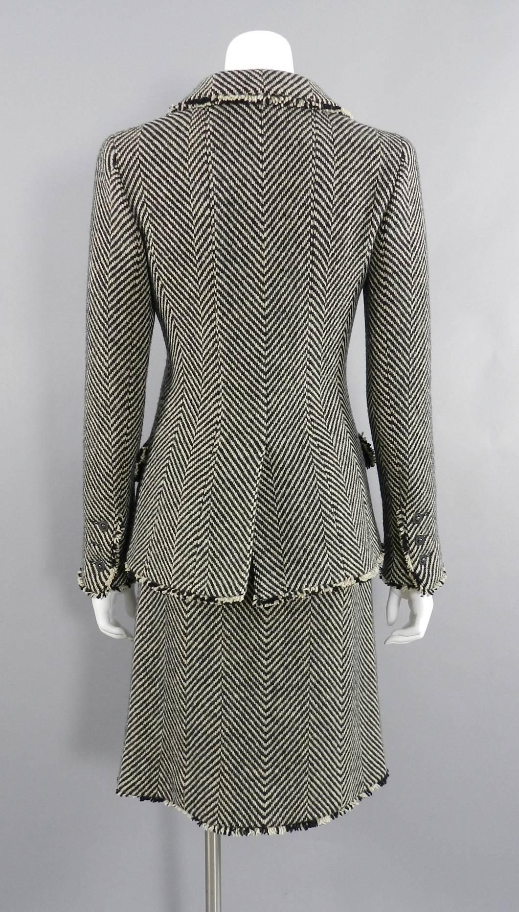 Chanel 06A Wool Herringbone Skirt Suit 2