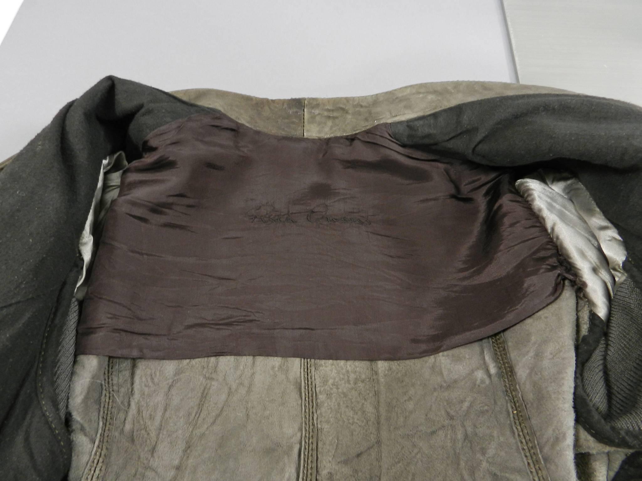 Women's Rick Owens Taupe Distressed Leather Jacket