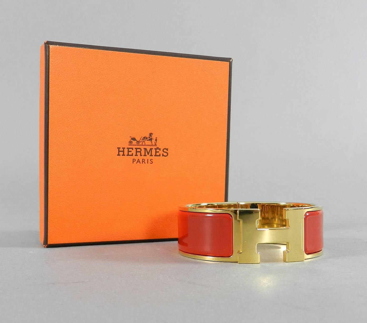 Hermes Red and Gold Clic Clac Bracelet PM 3