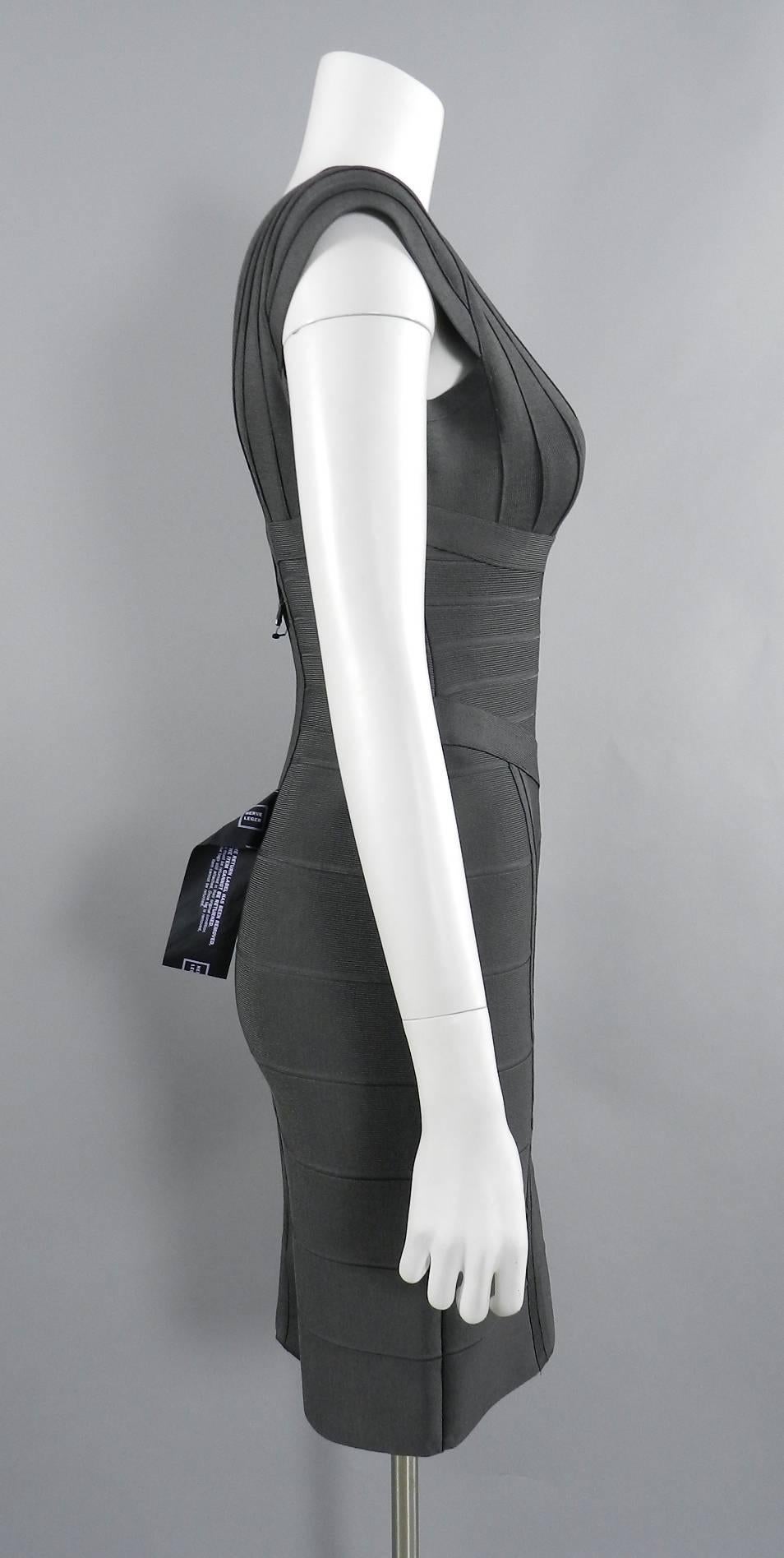 Herve Leger Shadow Bodycon Bandage Dress, size L In New Condition In Toronto, ON