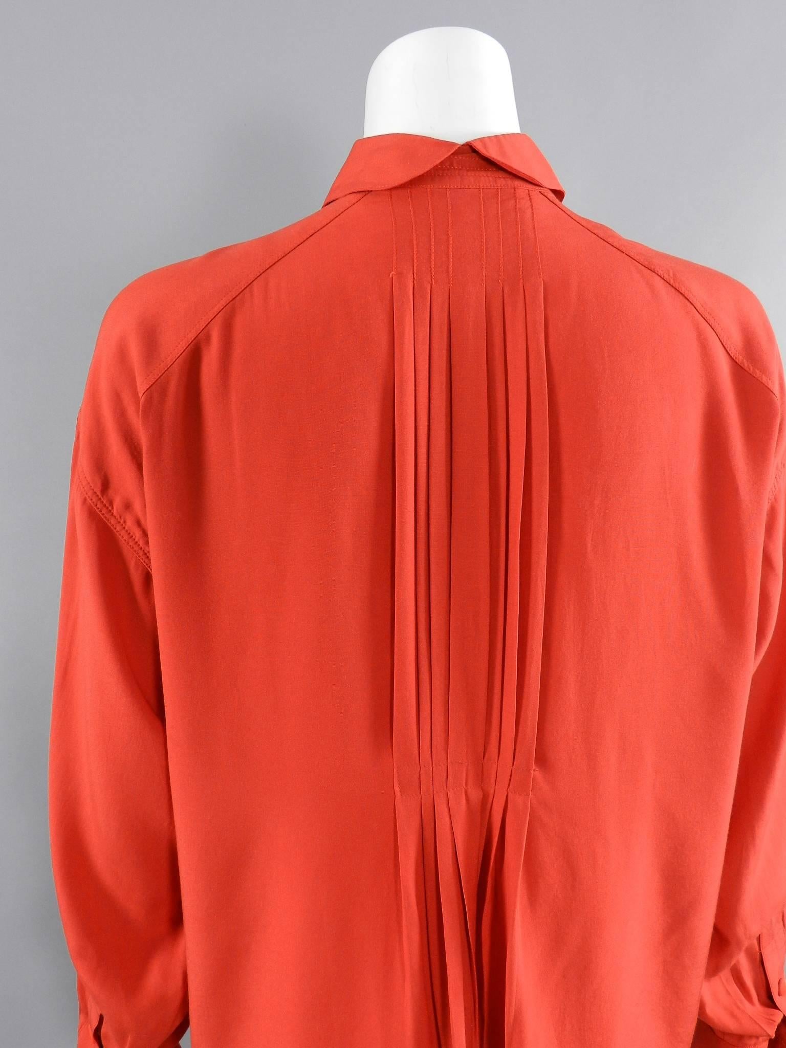 Claude Montana 1980's Orange Shirt with String Collar 1
