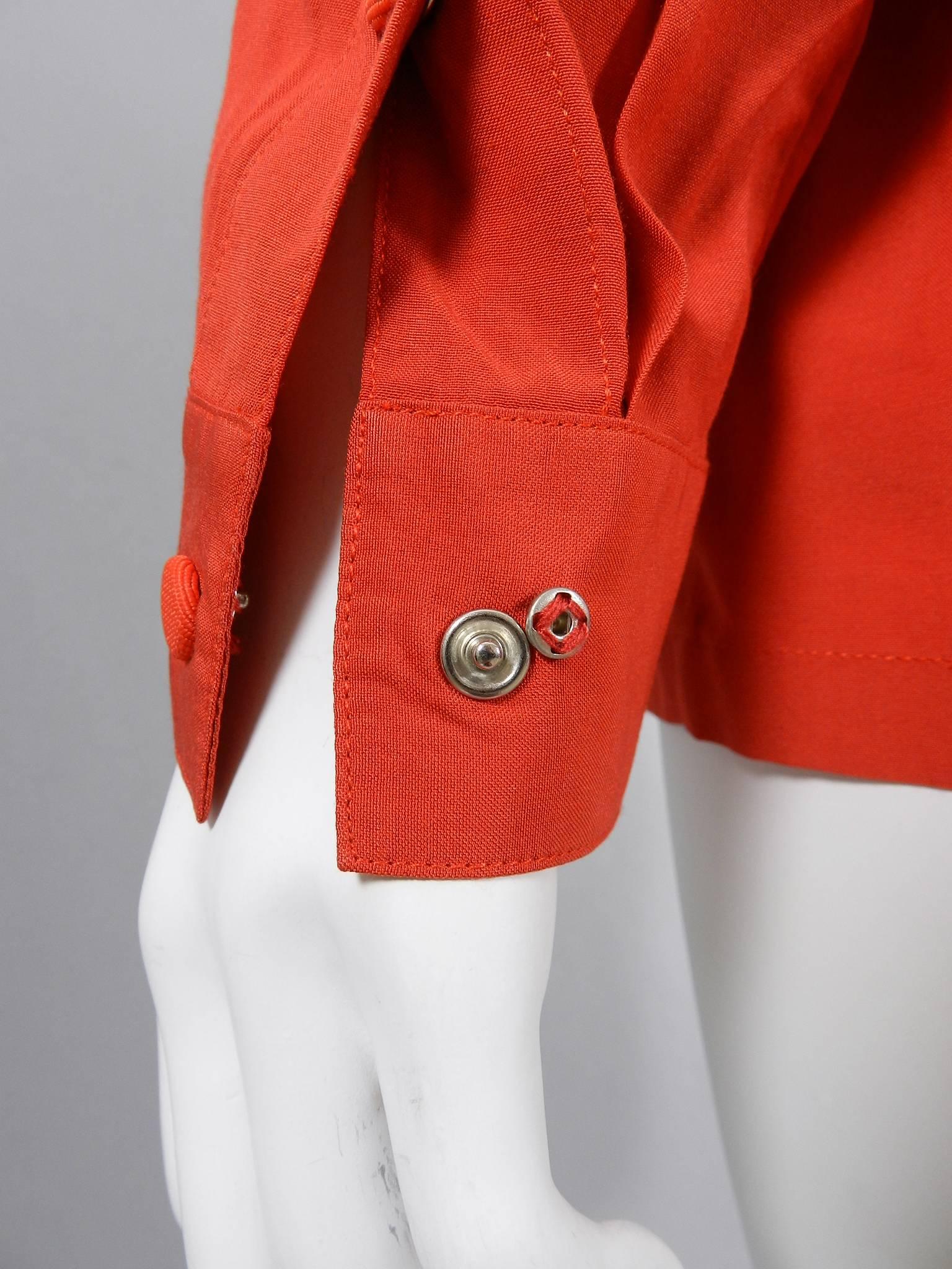 Claude Montana 1980's Orange Shirt with String Collar 2