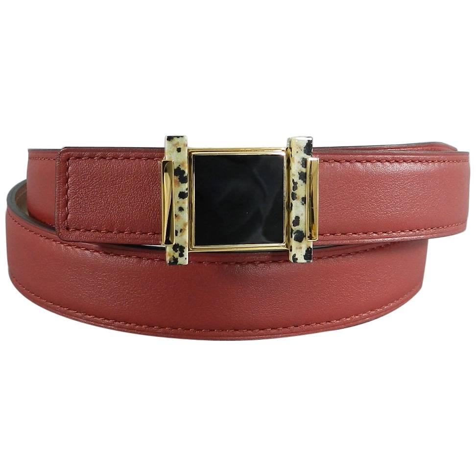 Hermes Limited Edition 2016 Runway 24mm Lacquer and Jasper Belt Kit For Sale
