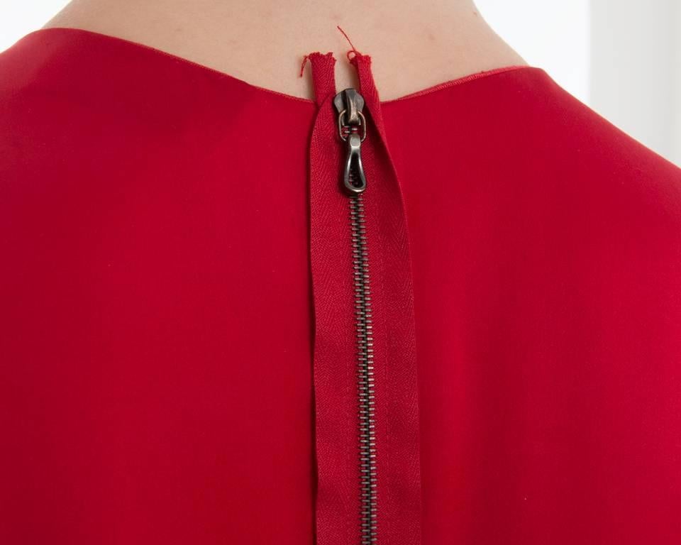 Women's Lanvin Red Dress with Gold Tone Neck Band, Winter 2017 