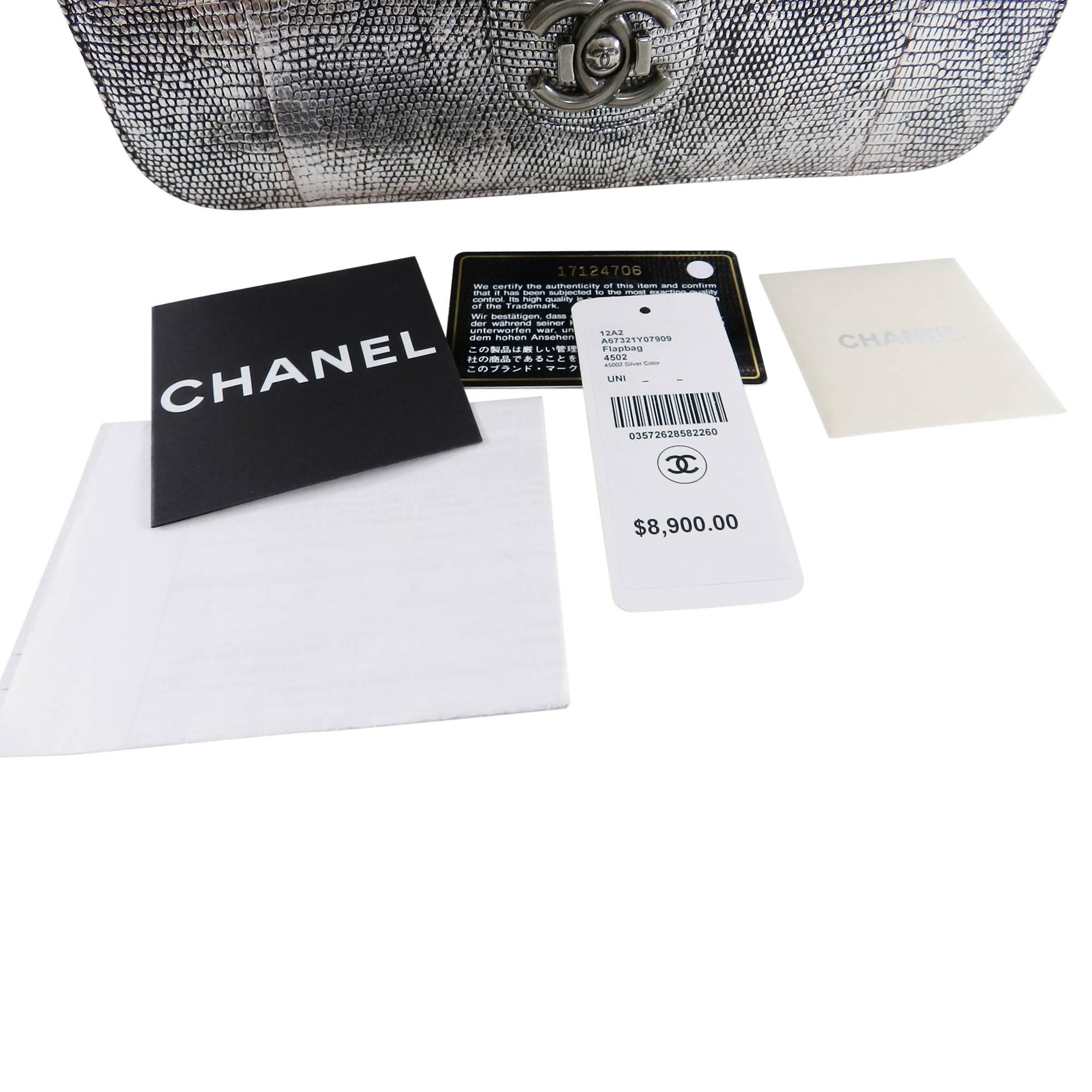 Chanel Fall 2012 Runway Silver Lizard Perfect Edge Medium Flap Bag  8