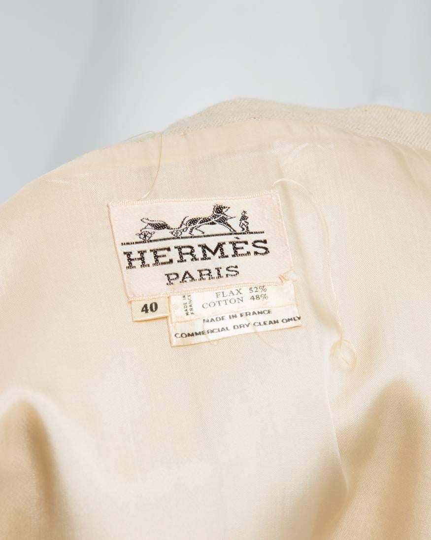 Vintage Hermes 1970’s Natural Linen Skirt Suit  1
