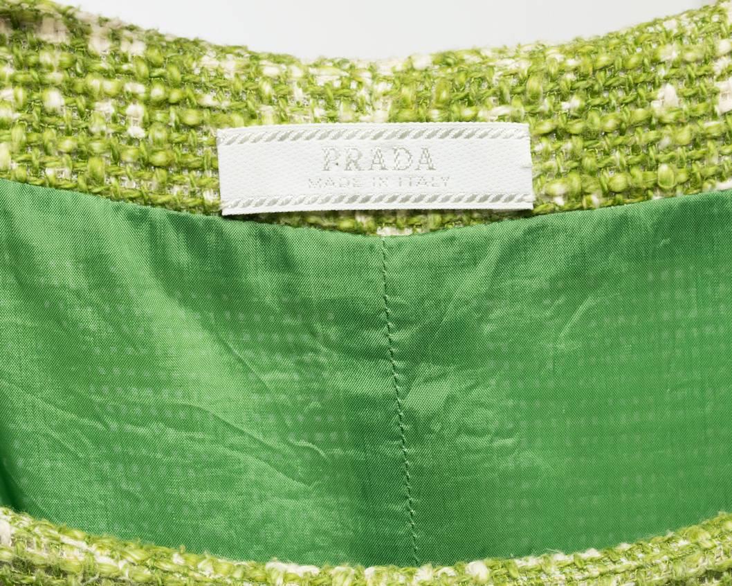Prada Lime Green Tweed Sleeveless Dress  1