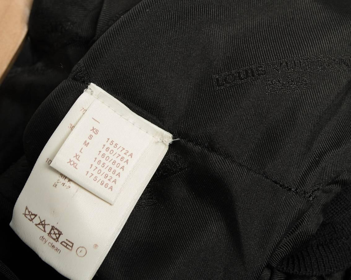 Louis Vuitton Black Wool Cardigan with Silk Jacquard Ruffle Trim - S 1
