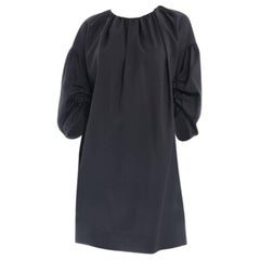 NO. 21 Black Smock Dress with Ruched Sleeves