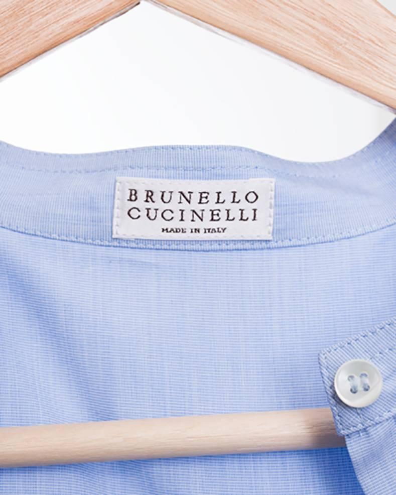 Brunello Cucinelli Light Blue Shirt with Chain Trim - S 3