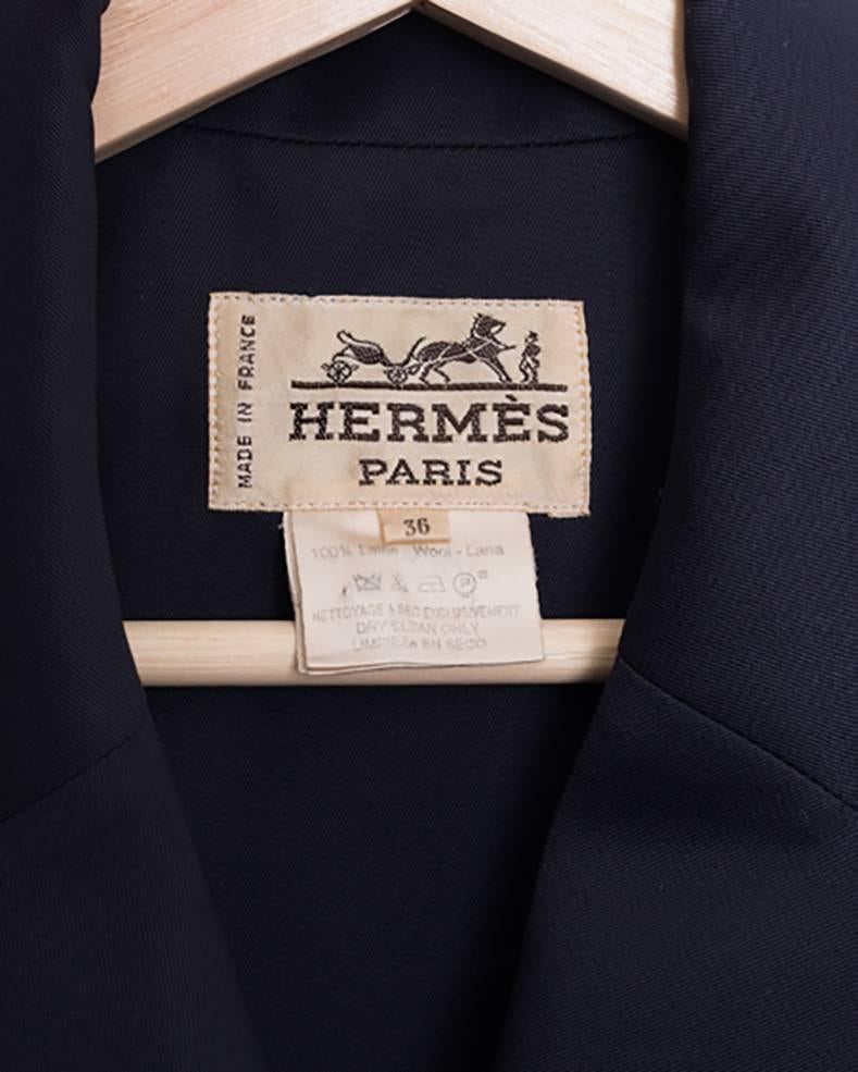 Hermes Vintage 1990’s Navy Wool Blazer Jacket - S 3