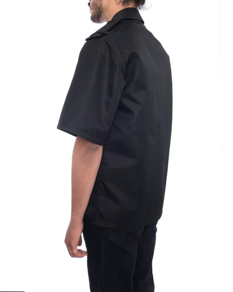 Men's Prada Fall 2015 Black Nylon Short Sleeve Runway Jacket - M