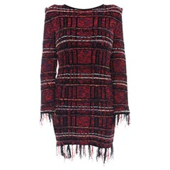 Balmain Red Check Fringe Knit Dress, Pre-fall 2017 