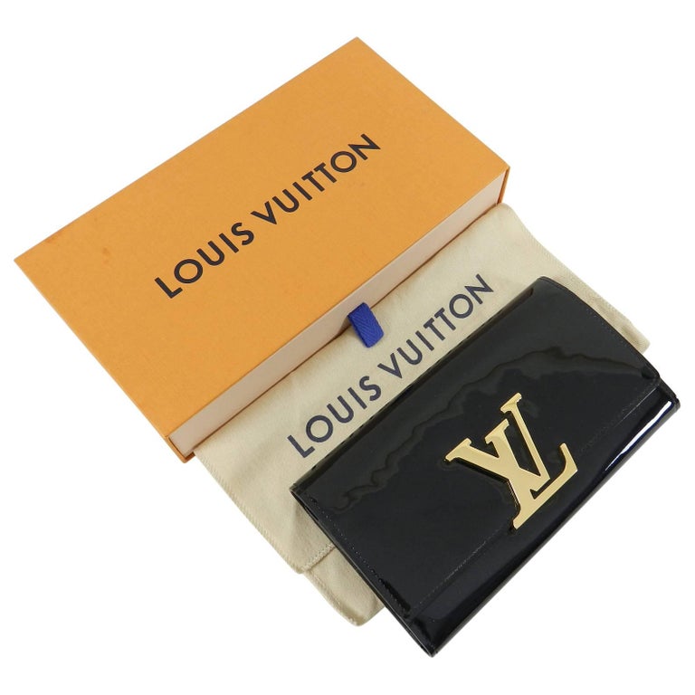 Louis Vuitton Gold-Tone LV Logo Black Vernis Louise Wallet at