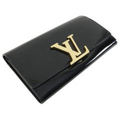 Louis Vuitton Gold-Tone LV Logo Black Vernis Louise Wallet