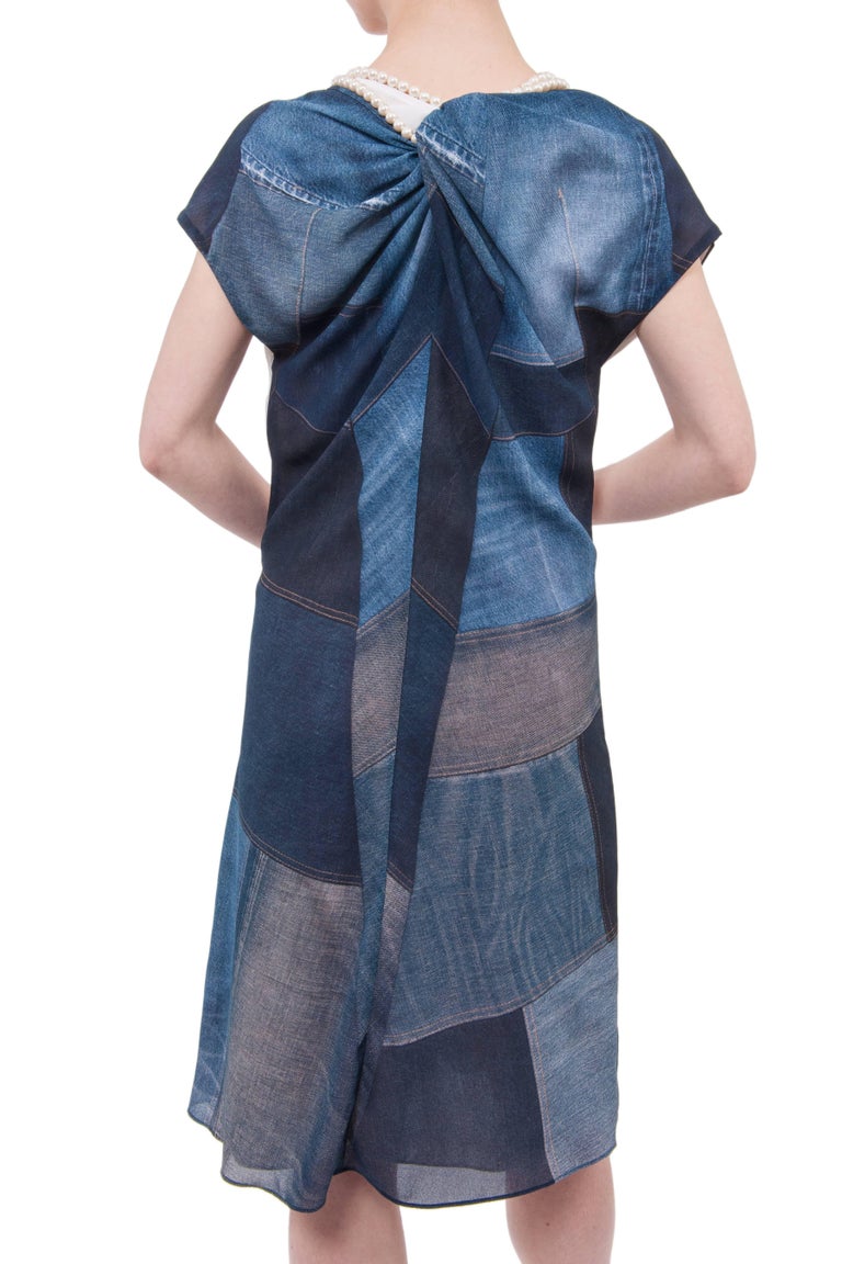Junya Watanabe Jeans Comme des Garcons Blue Denim Patchwork Dress with ...
