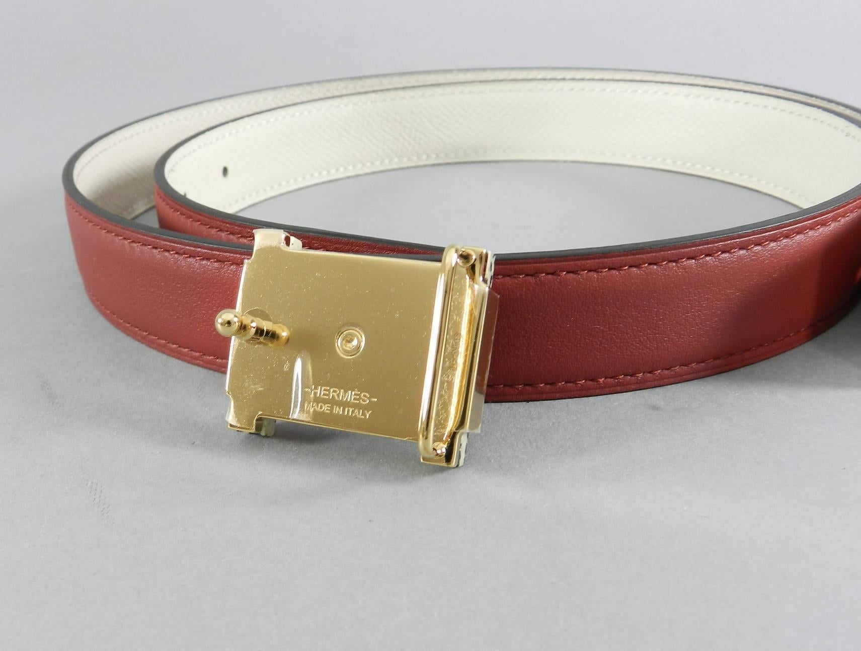 Brown Hermes Limited Edition Runway 24mm Lacquer and Jasper Belt Kit, 2016