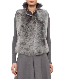 Akris Punto Grey Reversible Lambskin Shearling Fur Vest