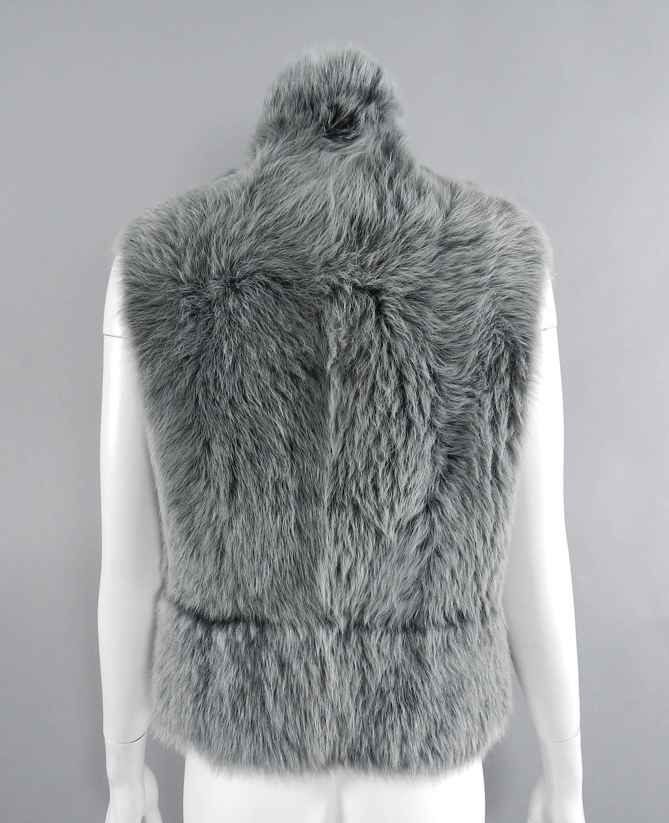 Akris Punto Grey Reversible Lambskin Shearling Fur Vest 1