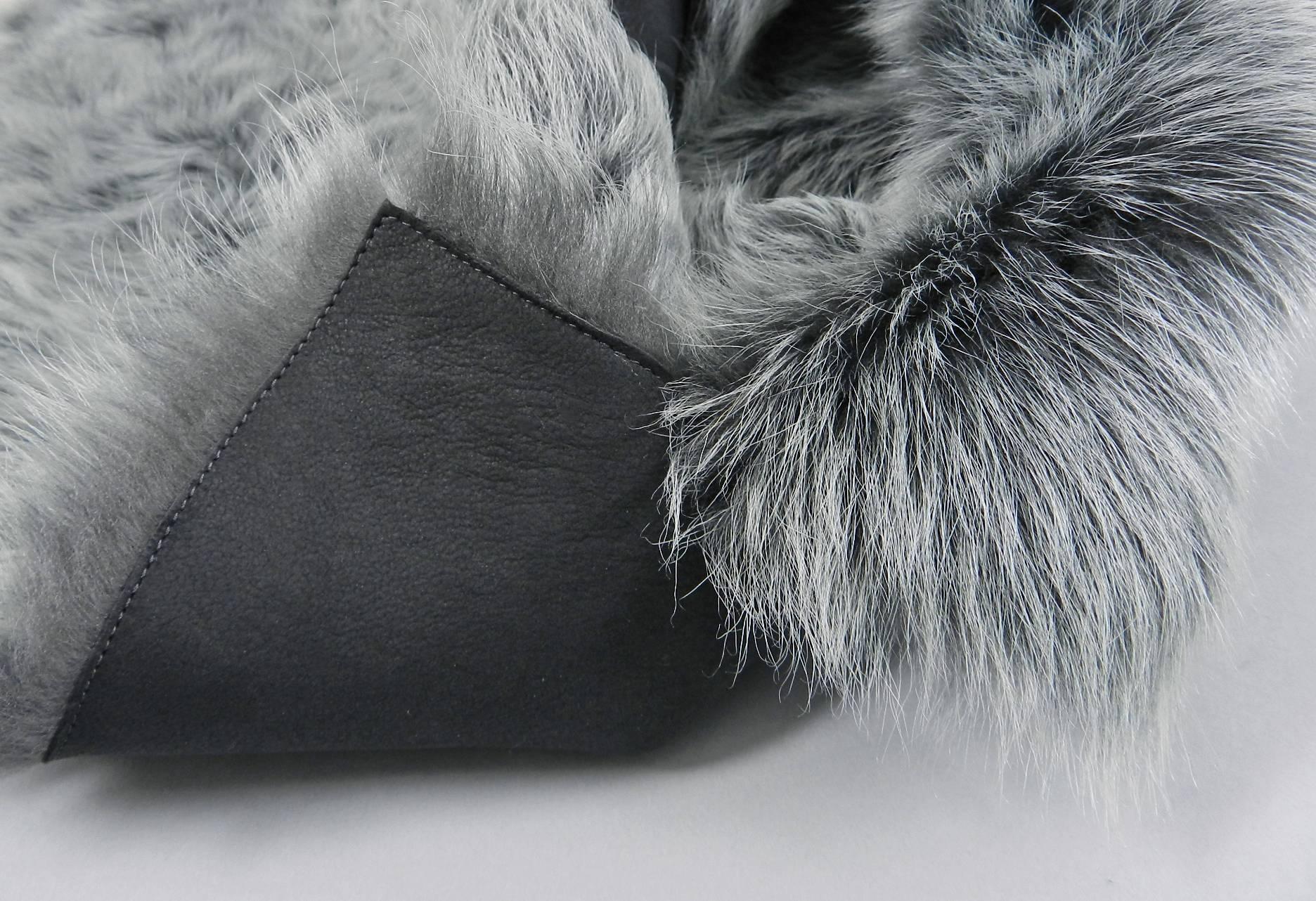 Akris Punto Grey Reversible Lambskin Shearling Fur Vest 4
