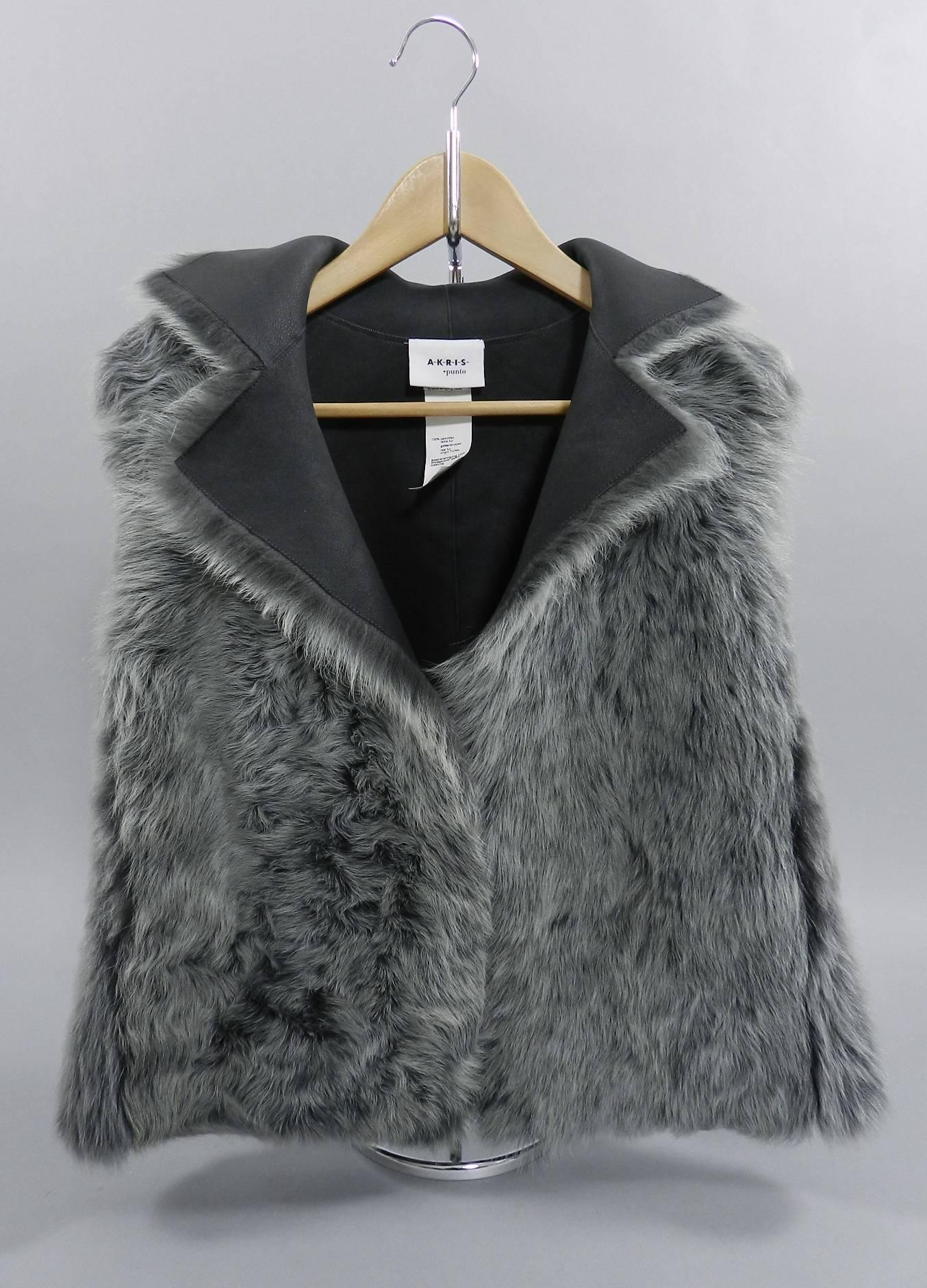 Akris Punto Grey Reversible Lambskin Shearling Fur Vest 5