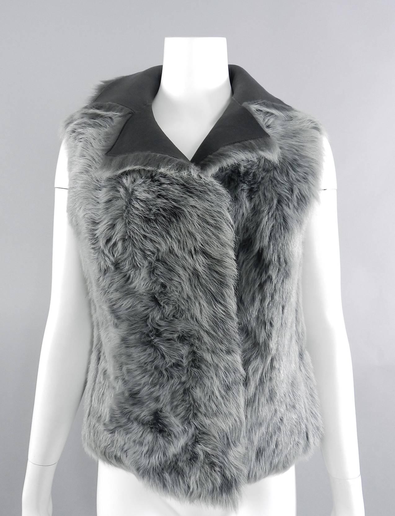 Akris Punto Grey Reversible Lambskin Shearling Fur Vest 6