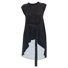 Brunello Cucinelli Black Sleeveless Knit Top with Ribbon Belt – M