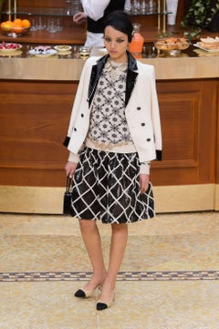 Chanel 15A Ivory Wool Jacket with Patent Leather Trim