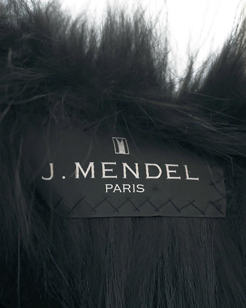 J. Mendel Black Fur Cape Jacket with Leather Buckles 5