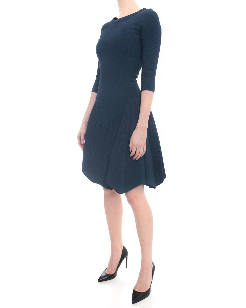 Alaia Prussian Blue Stretch Knit Fit and Flare Dress - 38 1
