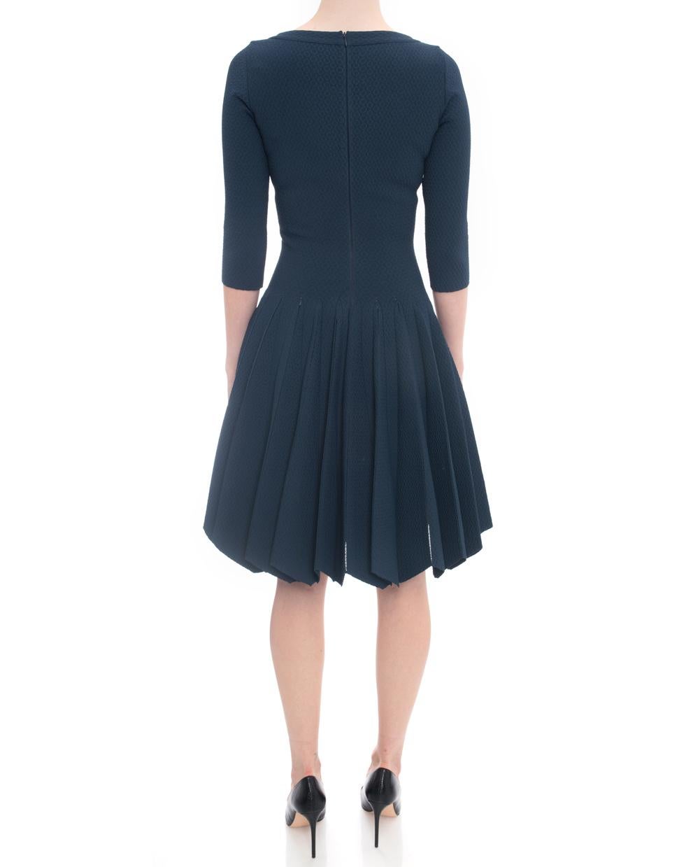 Alaia Prussian Blue Stretch Knit Fit and Flare Dress - 38 2