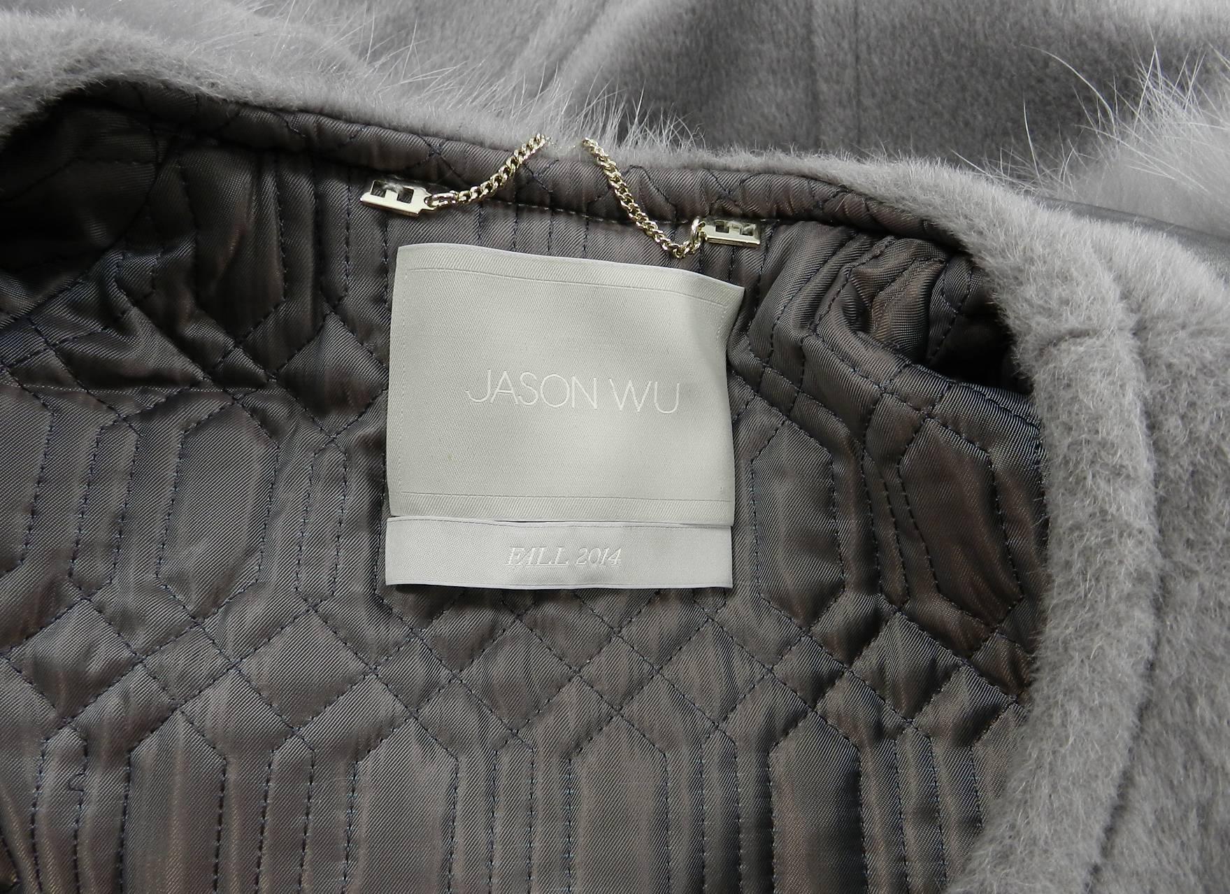 Jason Wu Grey Wool and Fur Trim Runway Coat 5