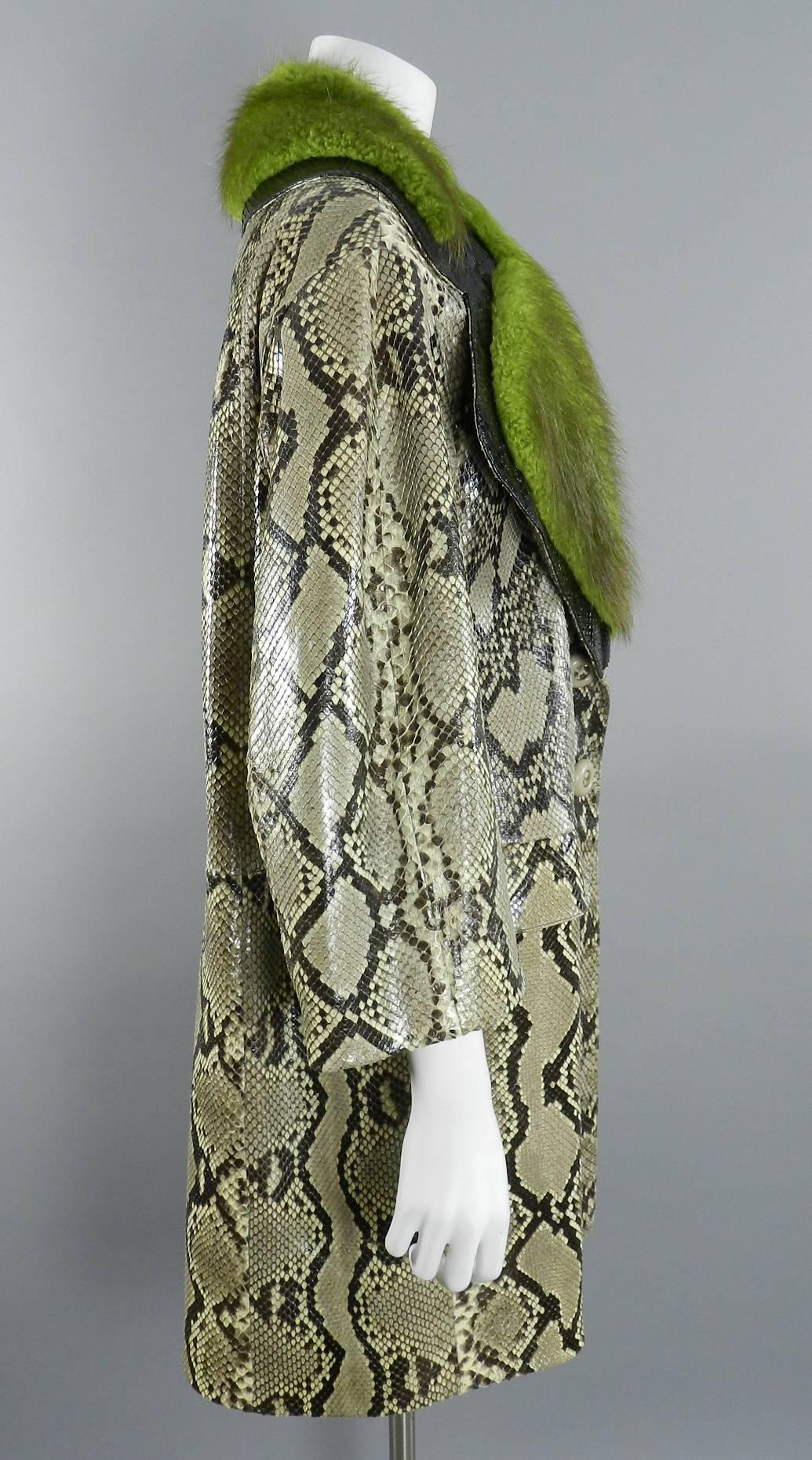 Women's Prada Fall 2011 Runway Ad Campaign Python and Green Fur Coat