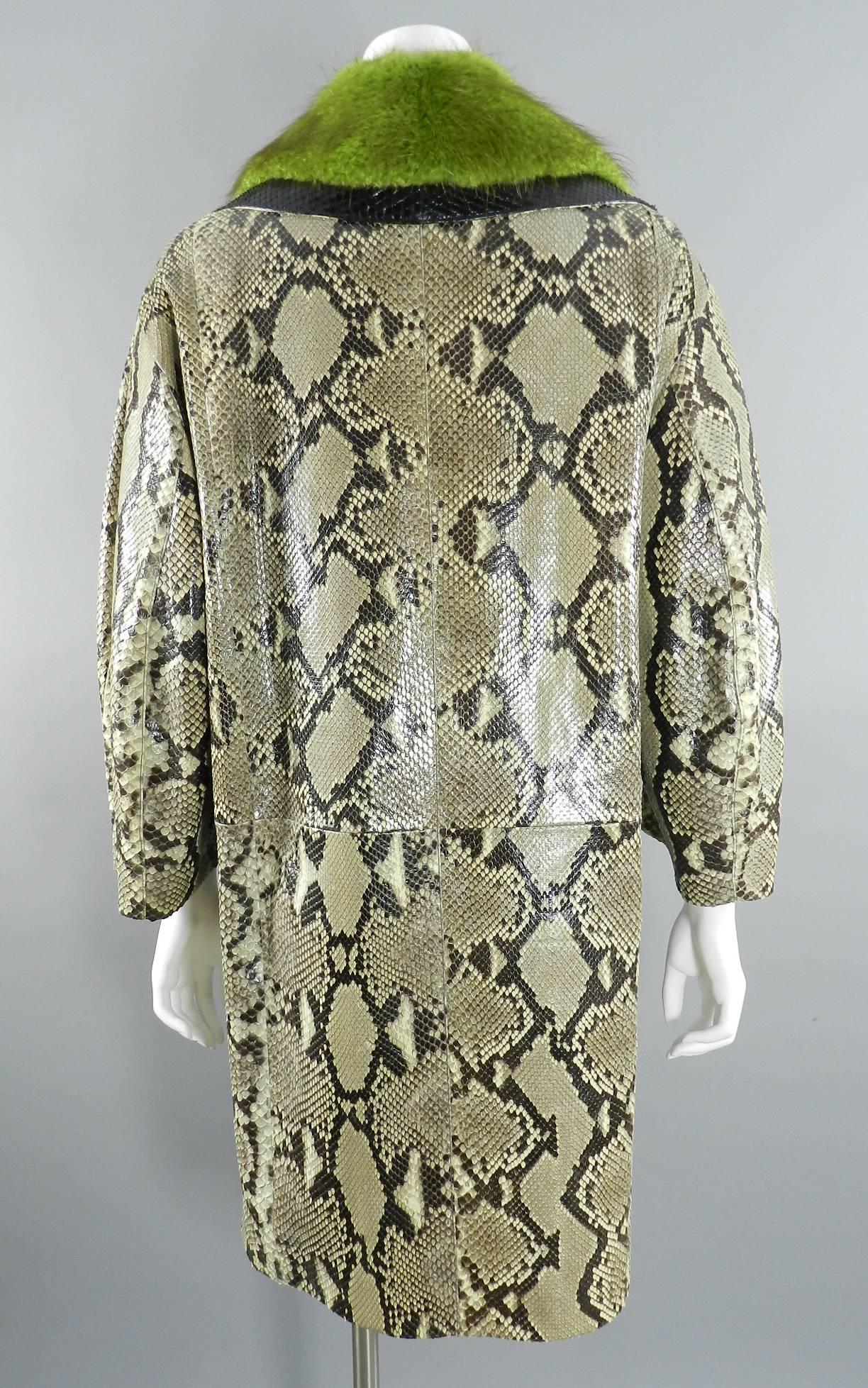 Prada Fall 2011 Runway Ad Campaign Python and Green Fur Coat 1