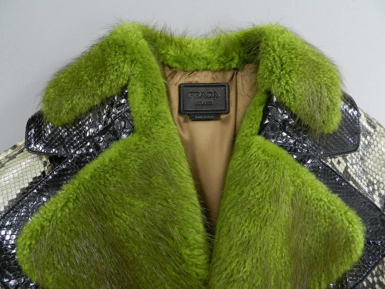 Prada Fall 2011 Runway Ad Campaign Python and Green Fur Coat at 1stDibs