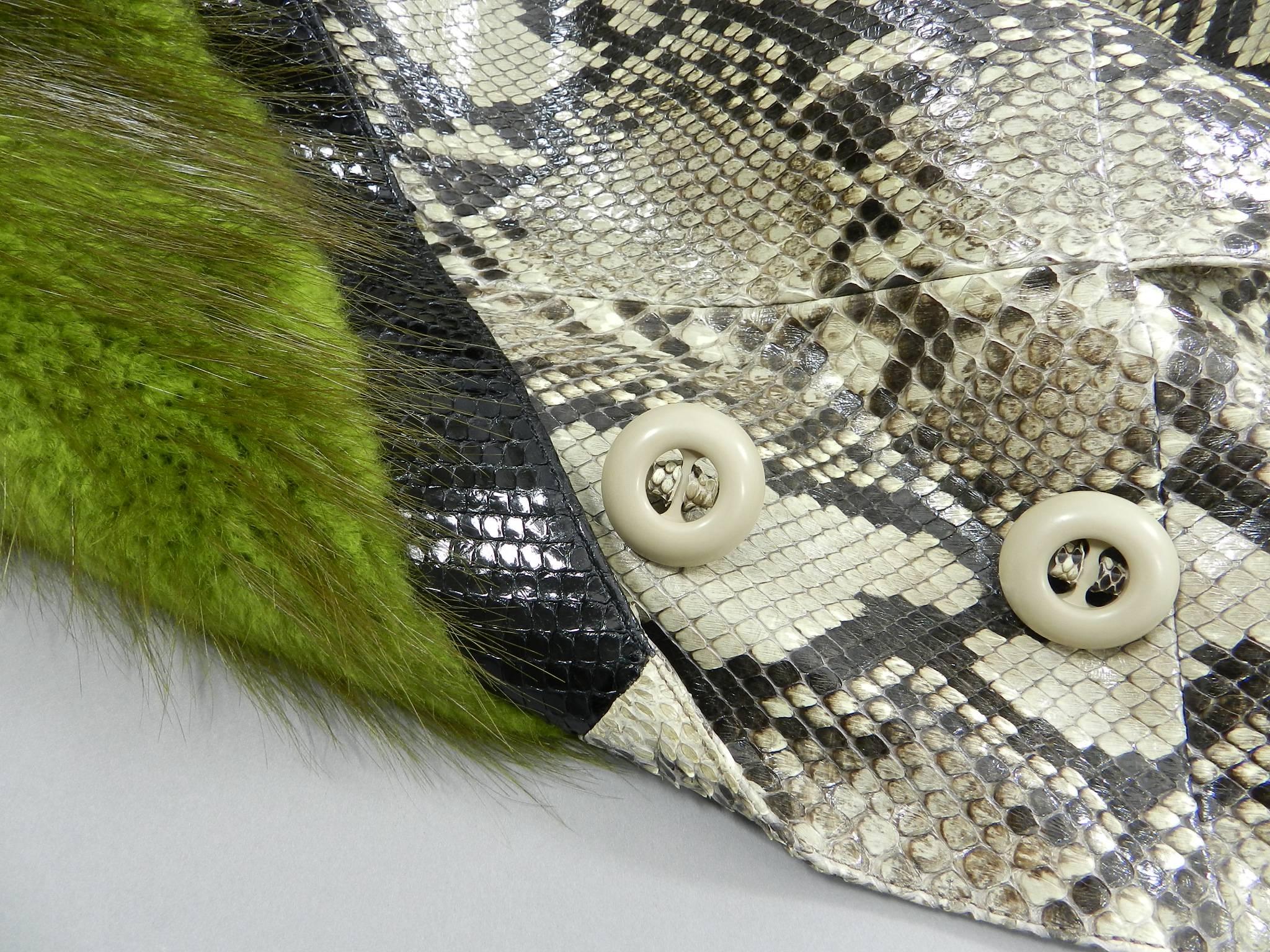 Prada Fall 2011 Runway Ad Campaign Python and Green Fur Coat 4
