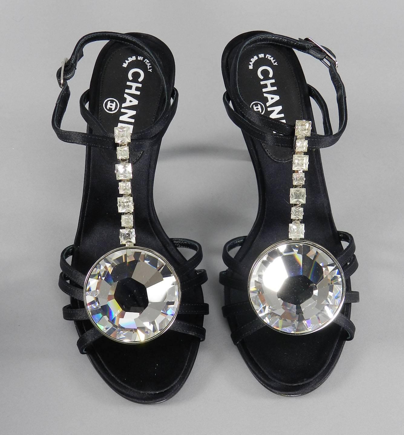 Women's Chanel 05P Runway Evening Shoe with Huge Rhinestone Crystal