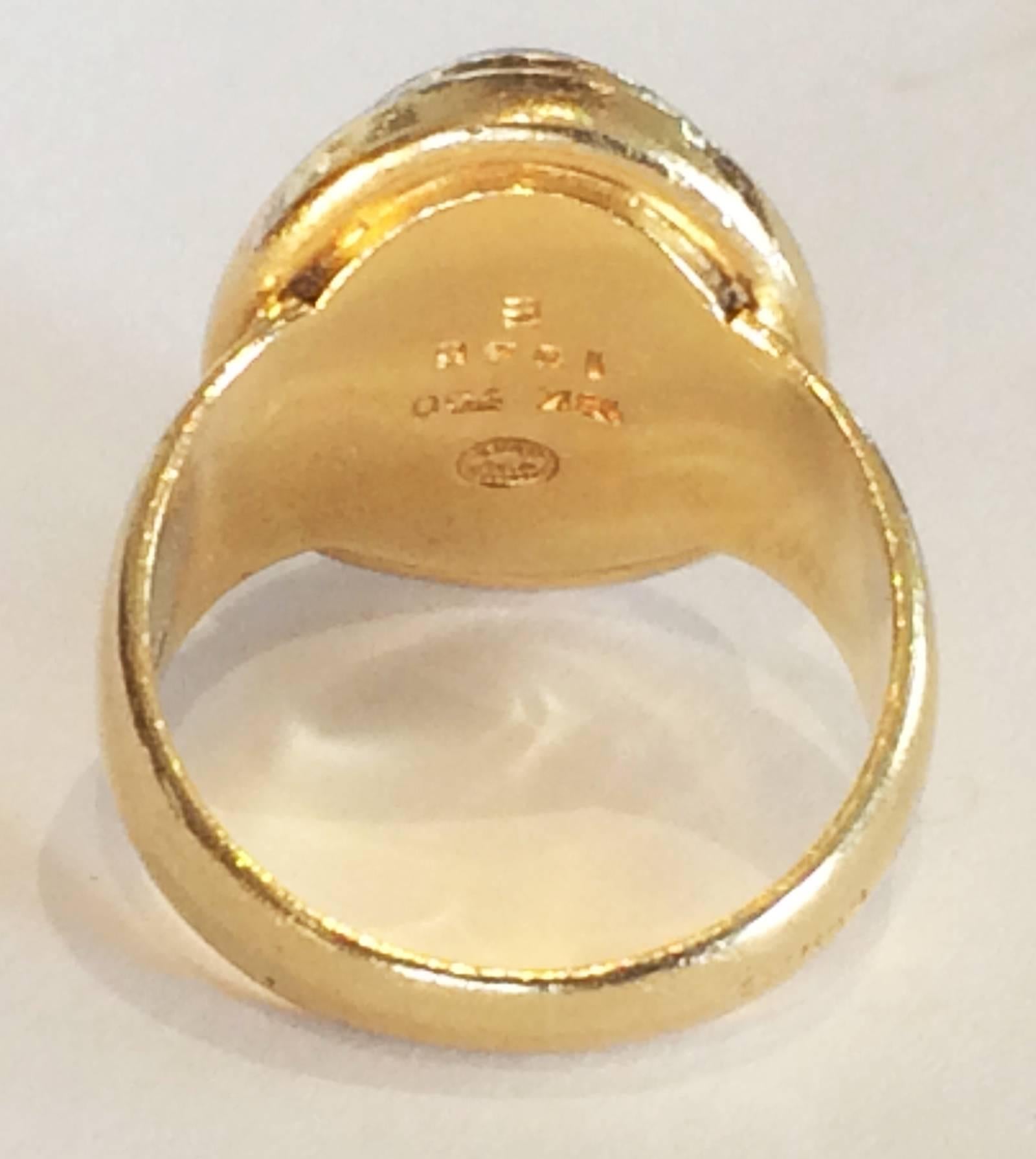 Georg Jensen 18k gold ring with jade cabochon by Harald Nielsen 1046B Design no. In Excellent Condition In Daylesford, Victoria