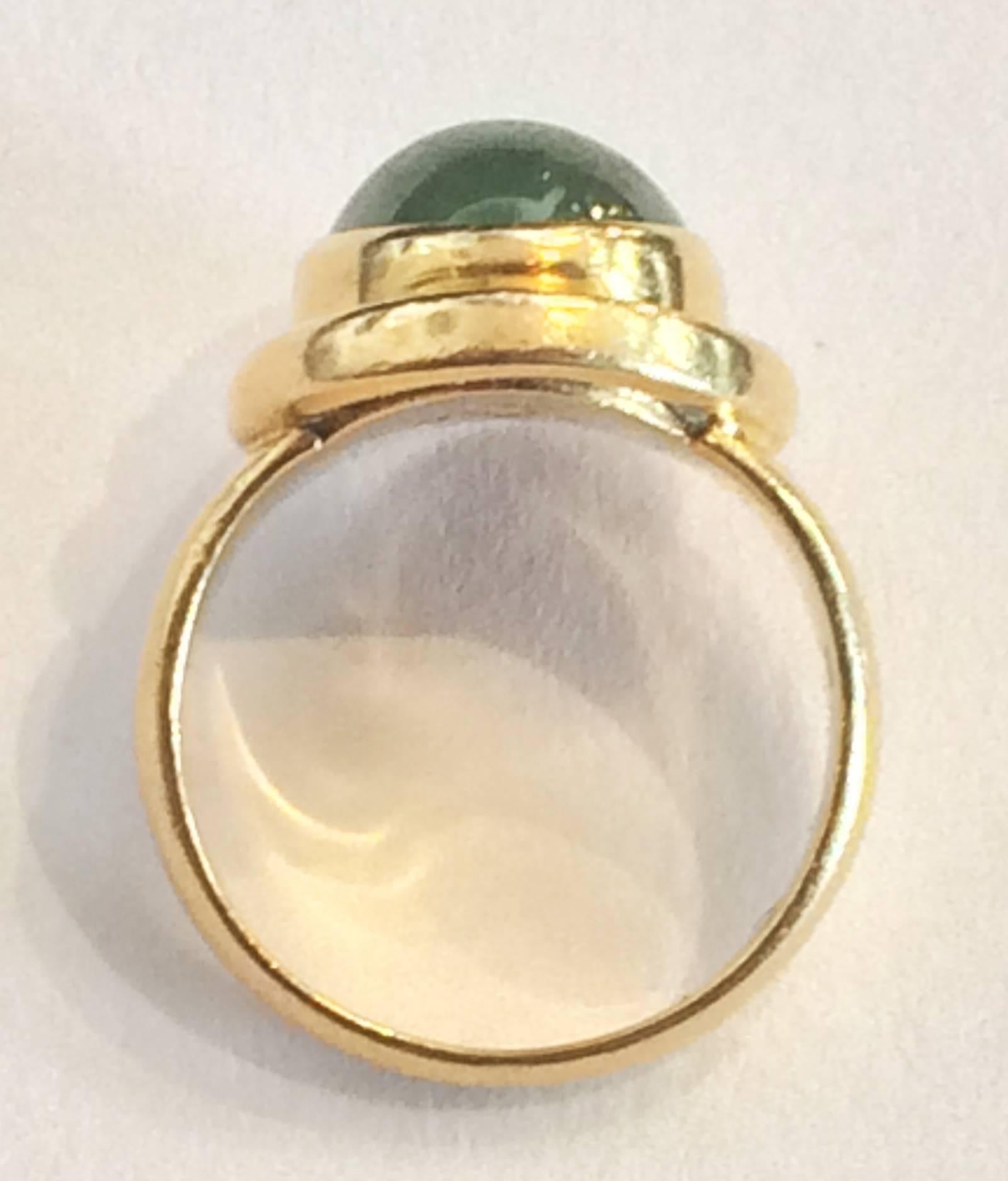 Georg Jensen 18k gold ring with jade cabochon by Harald Nielsen 1046B Design no. 1